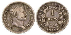 1 Franc. Napoleon. 1812. Zeer Fraai.