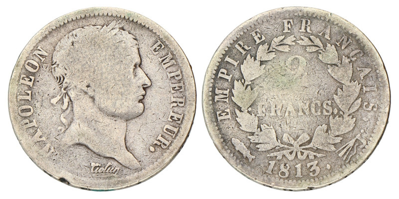 2 Francs. Napoleon. 1813. Fraai.
Sch. 168. 9,5 g.