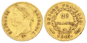 20 Francs. Napoleon. 1813 Vis. Zeer Fraai.