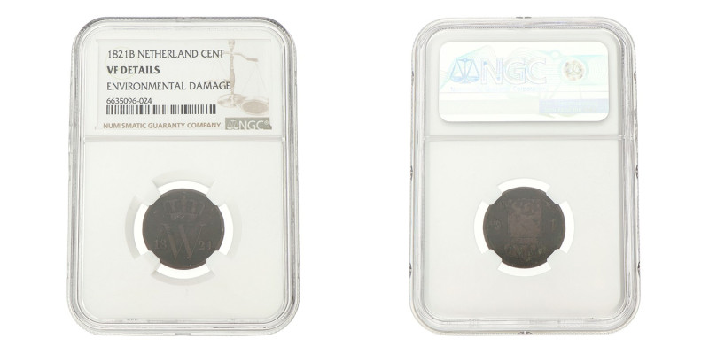 1 Cent. Willem I. 1821 B. VF details.
NGC graded: 6635096-024. Omgevingsschade....