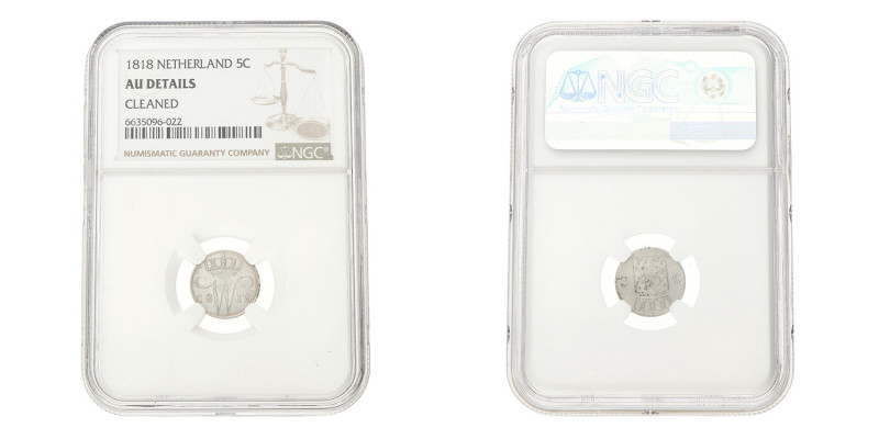 5 Cent. Willem I. 1818 U. AU details.
NGC graded: 6635096-022. Gepoetst. Sch. 3...