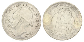 2½ Gulden - Gegraveerd met 'ORANJE OVERWON 5 mei 1945', az. kaart van Nederland voor een opgaande zon. Wilhelmina in London. 1930. Zeer Fraai.