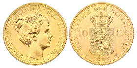 10 Gulden. Wilhelmina. 1898 zonder punt. Prachtig -.