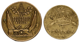 Great Britain. Tokenbox of the Wellington peninsular Medals with a Coinweight of a Guinea.