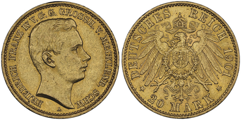 Mecklenburg-Schwerin, Grossherzogtum Friedrich Franz IV. 1897-1918
20 Mark 1901 ...