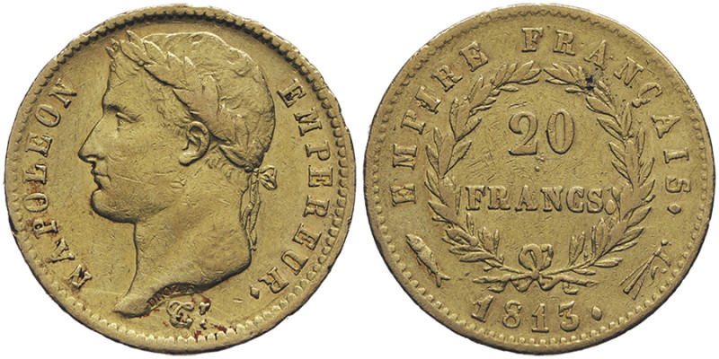 Premier Empire 1804-1814
20 Francs, Utrecht, 1813, AU 6.39 g.
Ref : G.1025, Fr. ...