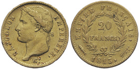 Premier Empire 1804-1814
20 Francs, Utrecht, 1813, AU 6.39 g.
Ref : G.1025, Fr. 521
Conservation : traces de nettoyage sinon TTB
