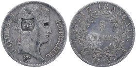 Premier Empire 1804-1814
5 Francs, Paris, 1812 A , Contremarquée d'une tête de tigre, AG 24.88 g. Conservation : TTB/SUP