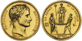 Premier Empire 1804-1814
Médaille en or, Couronnement de Napoléon, Paris, 1804 (AN 13), AU 16.78 g. 32.2 mm par Denon & Andrieu
Avers : NAPOLEON - EMP...