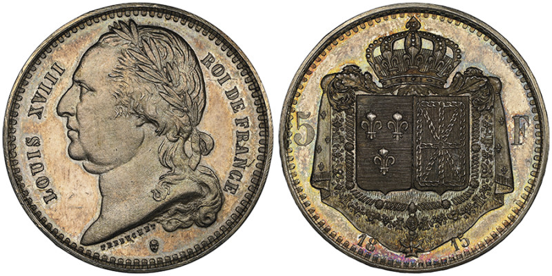 Louis XVIII 1815-1824
Essai de 5 francs par Trébuchet, Bruxelles, 1815 , AG
Aver...