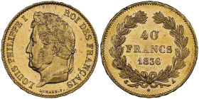 Louis-Philippe Ier 1830-1848
40 Francs, Paris, 1836 A, AU 12.9 g.
Ref : G.1106, Fr. 558
Conservation : NGC MS 64 Top Pop: le plus beau gradé