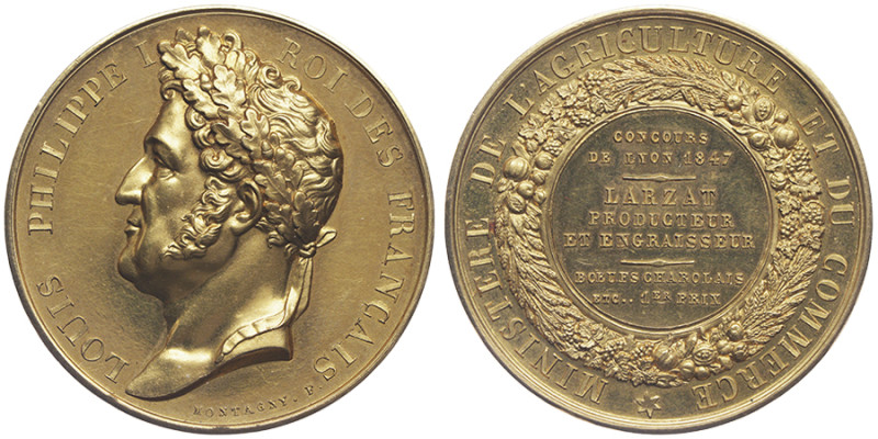 Louis-Philippe Ier 1830-1848
Médaille en or de Montagny, Paris, 1847, AU 55.72 g...