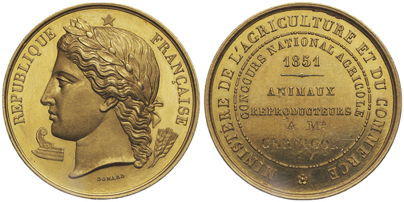 IIe République 1848-1852
Médaille en or 1851, AU 24.72 g. 34 mm par Domard, poin...