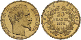 Second Empire 1852-1870
20 Francs, Paris, 1854 A, AU 6.45 g. Ref : G. 1061 Fr. 573
Conservation : NGC MS 64