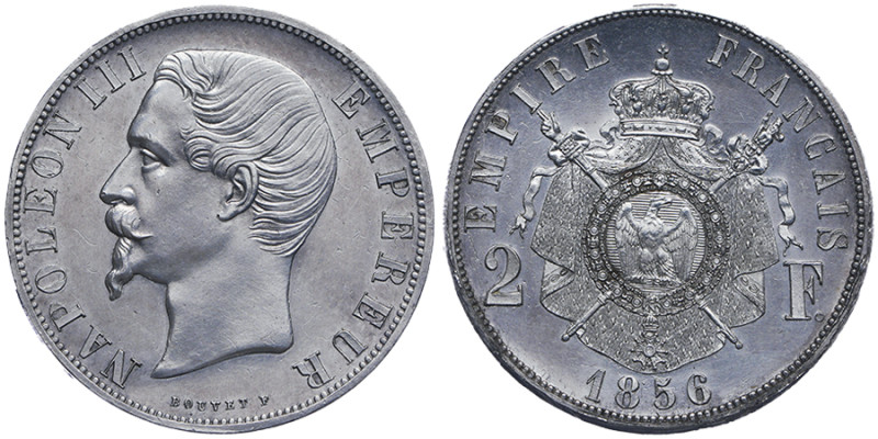 Second Empire 1852-1870
2 francs 1856, épreuve par Bouvet, tranche lisse, AG 11....