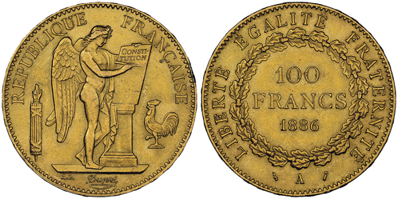 Troisième république 1870-1940
100 Francs, Paris, 1886 A, AU 32.25 g.
Ref : G. 1...