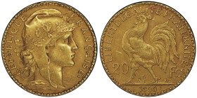 Troisième république 1870-1940
20 Francs Marianne, 1900, AU 6.45 g.
Ref : G. 1064
Conservation : PCGS PR 61 Flan Mat. Très Rare