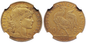 Troisième république 1870-1940
10 Francs Marianne, 1900, AU 3.22 g.
Ref : G. 1017
Conservation : PCGS PR 62 + MATTE. Très Rare