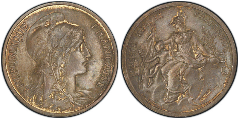 Troisième république 1870-1940
Essai de 5 centimes Daniel-Dupuis, Paris, ND (189...