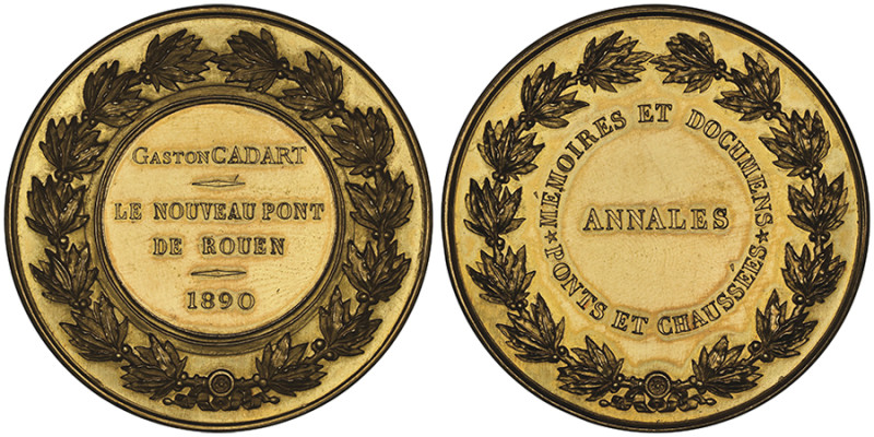 Troisième république 1870-1940
Médaille en or, 1890, le nouveau pont de Rouen, A...