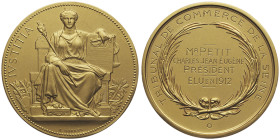 Troisième république 1870-1940
Médaille en or , 1912, AU 93.21 g. 50 mm par Borrel, poinçon 1 or
Avers : IVSTITIA
Revers : TRIBUNAL DE COMMERCE DE LA ...