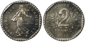 Cinquième République 1959 à nos jours
Pré-série définitive flan rond listel octogonal de 2 francs Semeuse, 1977 , sans le mot ESSAI ni différents, ni ...