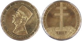 Cinquième République 1959 à nos jours
Médaille en or Mémorial du Général de Gaulle, 1972, AU 45.48 g. 45 mm 920‰
par Albert de JAEGER
Conservation : P...