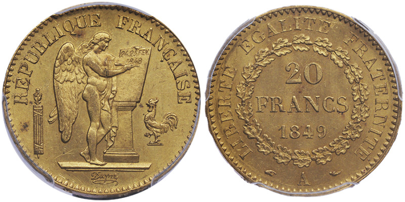 Deuxième République 1848-1852
20 Francs, Paris, 1849, AU 6.45 g.
Ref : G. 1032, ...