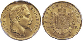 20 Francs, Starsbourg, 1870 BB, AU 6.45 g.
Ref : G. 1062, Fr. 574
Conservation : PCGS MS 64