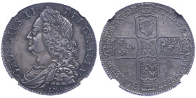 George II 1727-1760
1/2 Crown, London, 1746, AG 15 g.
Ref : S. 3695 A
Conservation : NGC AU 58