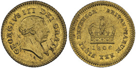 George III 1760-1820
1/3 Guinea, London, 1806, AU
Ref : S. 3740, Fr 367
Conservation : NGC MS 62