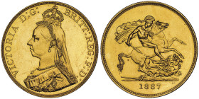 Victoria 1837-1901
5 Pounds, 1887, AU 39.94 g.
Ref : S. 3864, Fr. 390
Conservation : NGC MS 63