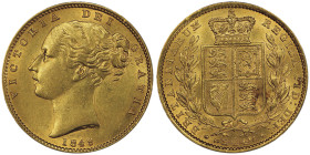 Victoria 1837-1901
Sovereign, 1849, AU 7.98 g.
Ref : S. 3852, KM#736.1, Fr.387
Conservation : PCGS MS 61