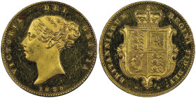 Victoria 1837-1901
Proof 1/2 Sovereign, 1839, tranche lisse, AU 7.98 g. 
Ref : S.3859, KM#735.1
Conservation : NGC PROOF 62 ULTRA CAMEO