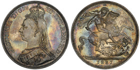 Victoria 1837-1901
Crown, 1887, AG 28.25 g.
Ref : S. 3921 , KM#674
Conservation : NGC MS 64. FDC