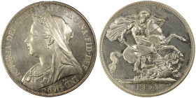 Victoria 1837-1901
Proof Crown, 1893, AG 28.28 g.
Ref : S. 3937 LVI Edge, ESC 1361, Conservation : PCGS PROOF 65. Flan bruni