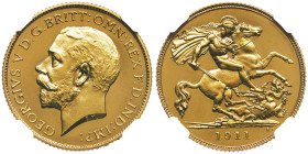 George V 1910-1936
Half Sovereign, 1911, AU 3.99 g.
Ref : Seaby 4006, Fr. 405, KM#819
Conservation : NGC PROOF 63