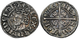 ECOSSE
Alexander III 1249-86
Penny 2nd coinage, ca 1280-86, AG 1.26 g. 
Avers : + ALEXSANDER DEI GRA Tête couronnée à gauche du nouveau style avec un ...