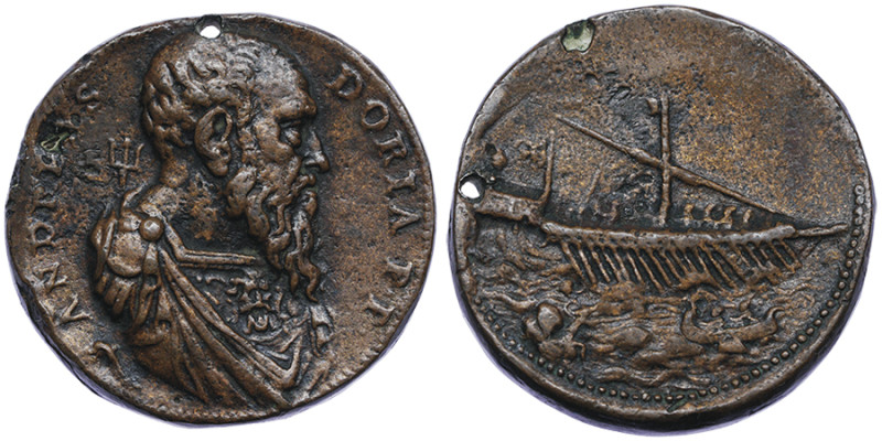 Andrea Doria 1466-1560 
Médaille fusion en bronze, ND, après 1538, AE 42.52 g. 4...