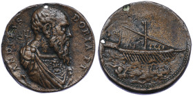 Andrea Doria 1466-1560 
Médaille fusion en bronze, ND, après 1538, AE 42.52 g. 42 mm opus Leone Leoni
Avers : Buste à droite, drapé, trident derrière,...