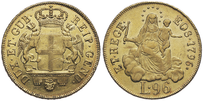 Dogi biennali III Fase 1637-1797
96 Lire, 1796, étoile (1814), AU 25.07 g. Ref :...