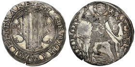MESOCCO
Gian Giacomo Trivulzio 1487-1518
Grosso da 6 Soldi, ND, AG 3.55 g.
Ref : MIR 982, CNI 37/70
Conservation : NGC AU 53. Superbe