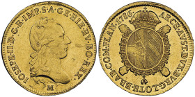 Francesco II d'Asburgo - Lorena 1792-1800
Sovrana, 1786 M, AU 11.10 g. Ref : MIR 455/1, Fr. 739 Conservation : NGC MS 61