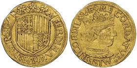 NAPOLI
Ferdinando I d'Aragona 1458-1494
Ducato, ND, AU 3.48 g.
Ref : MIR 64 (R2), Pannuti Riccio 5 Conservation : NGC AU 53. Rare