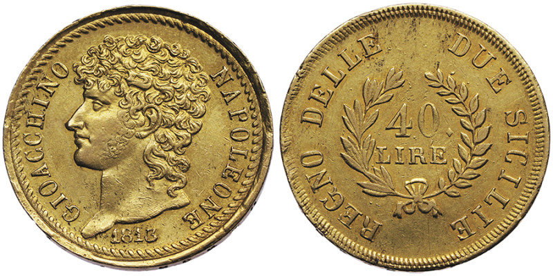Gioacchino Murat 1808-1815
40 Lire, 1813, AU 12.81 g.
Ref : G. IT 56, MIR 439, r...