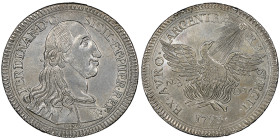 Ferdinando III 1759-1815 (Re di Sicilia) 
30 Tari, 1793, AG 68.09 g.
Avers : FERDINAN. D. G. SICIL. ET. HIER. REX Buste cuirassé à droite. Valeur au-d...