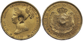Maria Luigia 1815-1847 
40 Lire, 1815, Contremarque tête de Napoléon, AU 12.86 g.
Conservation : Superbe. Rarissime