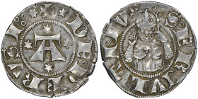 Repubblica, 1260-1506 
Bolognino, Ordinanza del 1395, AG 1.14 g. Avers : DE PERVSI. Grande A tra quattro stelle in corona rigata.
Revers : S ERCVLANV
...