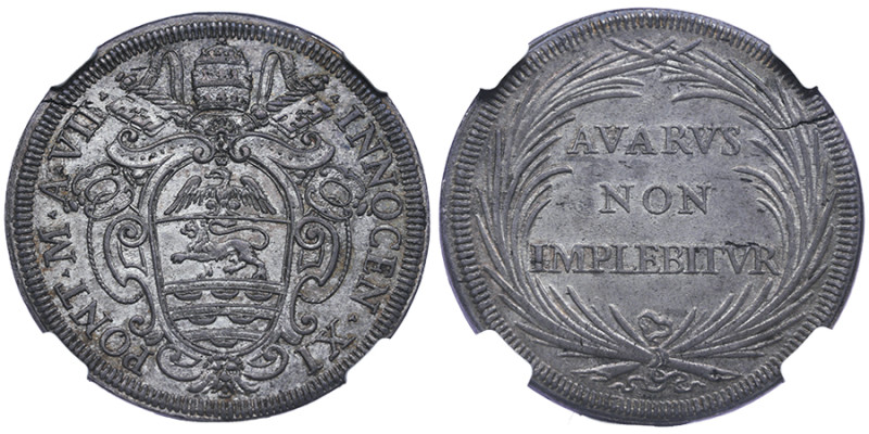 Innocenzo XI 1676-1689 Mezza Piastra, Roma, An VII, AG
Ref : MIR 2021/5, CNI 51/...