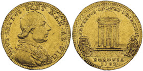 Pio VI 1775-1799 
Zecchino, Bologna, 1782, AU
Avers : PIVS SEXTVS PONT MAX AN VIII
Revers : ADVENTVS OPTIMI PRINCIPIS
Ref : MIR 2817/1 (R3), CNI 142, ...